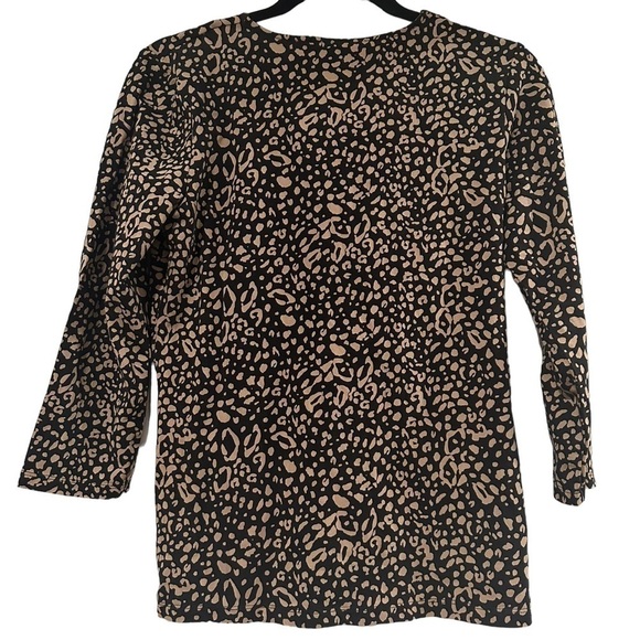NWT Josephine Chaus Cotton Cheetah Print Blouse 3/4 Length Sleeves Size Small - Picture 2 of 4